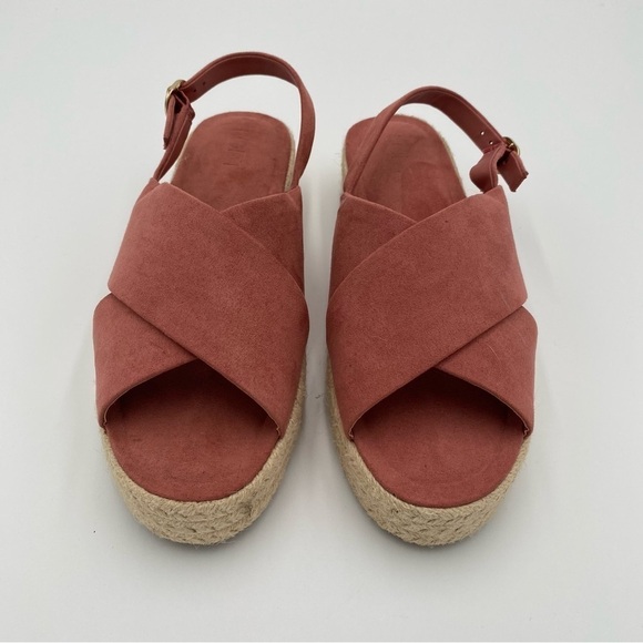 LOFT Platform‎ Strappy Espadrille Criss Cross Summer Sandals Salmon Pink 9 NWOT - Picture 4 of 8